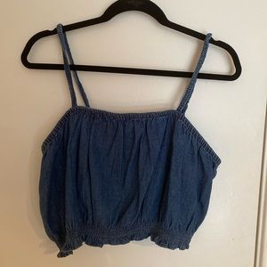 ruffle denim tank top american eagle size XL